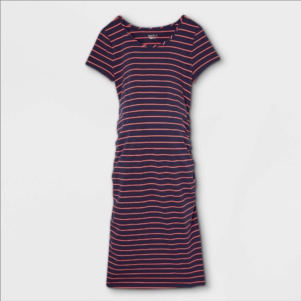 Isabel Maternity Striped Short Sleeve T-Shirt Dress